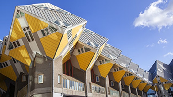 Yellow cubic houses