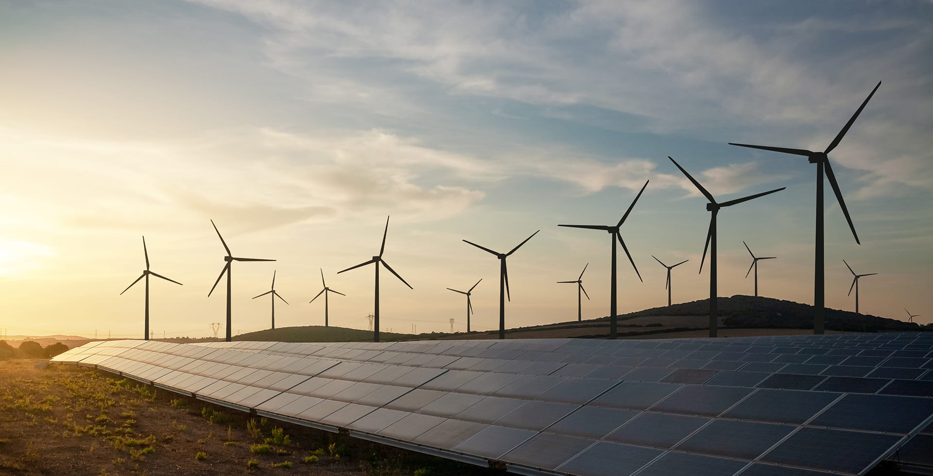 Windmills and solar panels